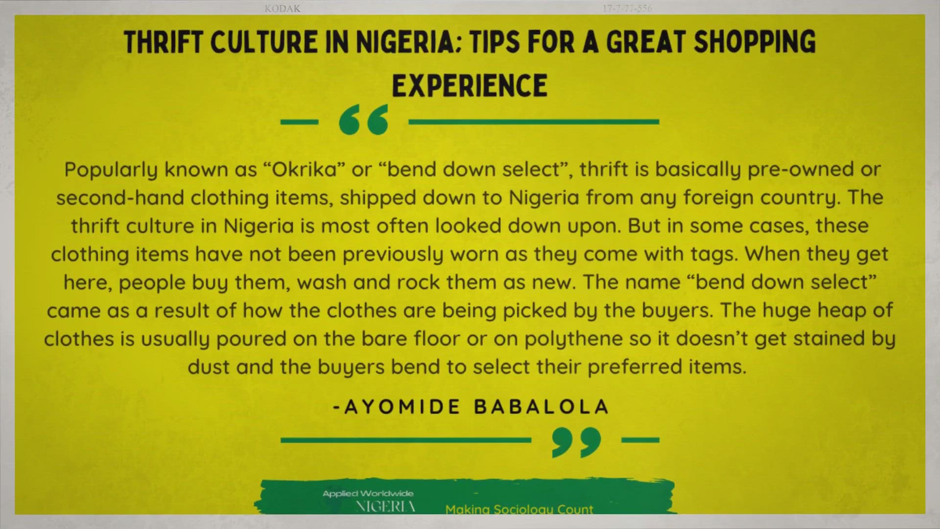 'Video thumbnail for Thrift Culture in Nigeria; Tips for a Great Shopping Experience'