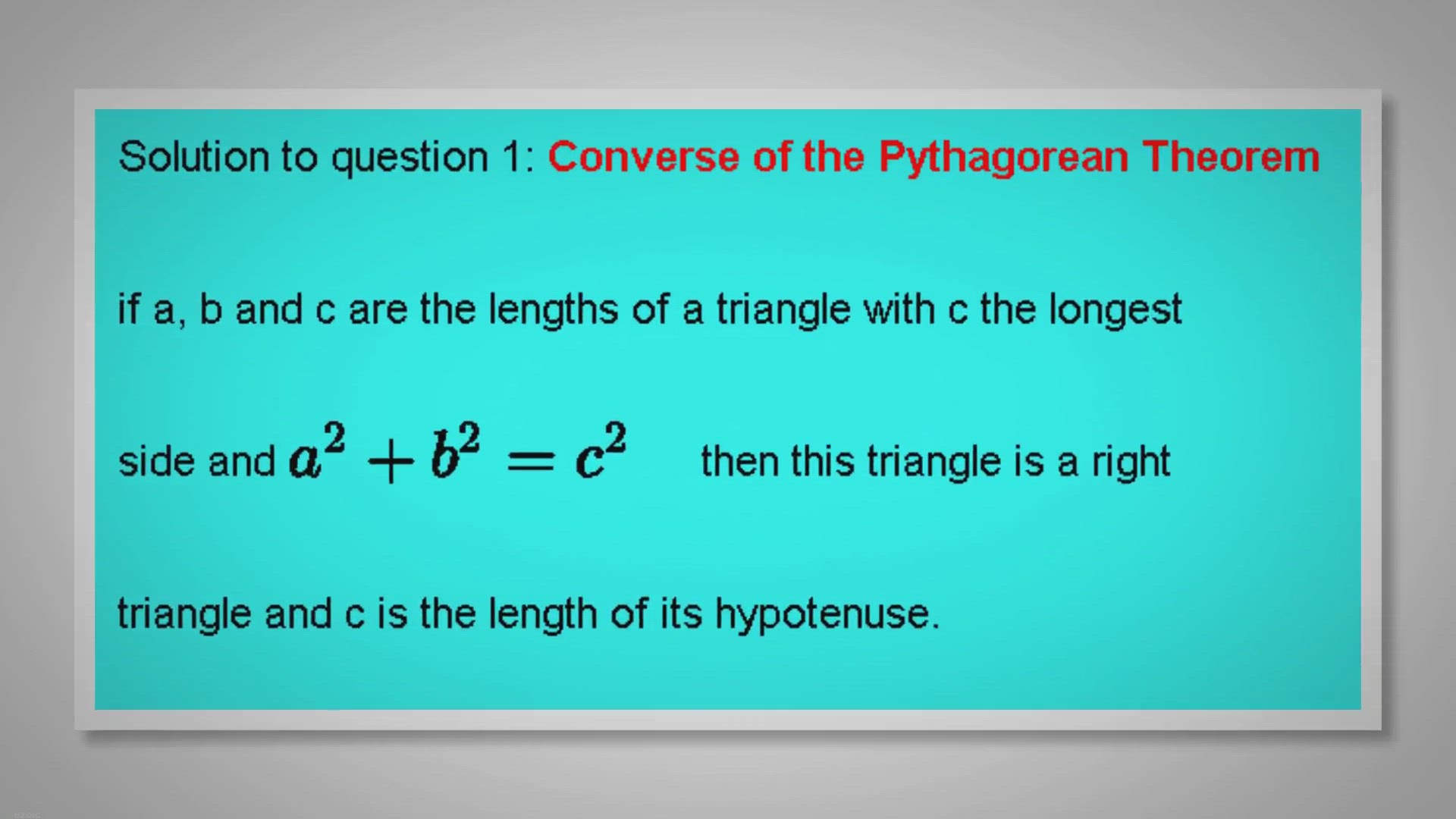 'Video thumbnail for The  Converse of the Pythagorean Theorem'