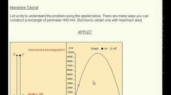 'Video thumbnail for Maximum Area of Rectangle form www.analyzemath.com'