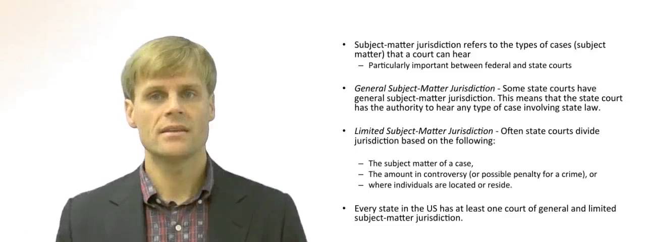 'Video thumbnail for Subject - Matter Jurisdiction in Courts'