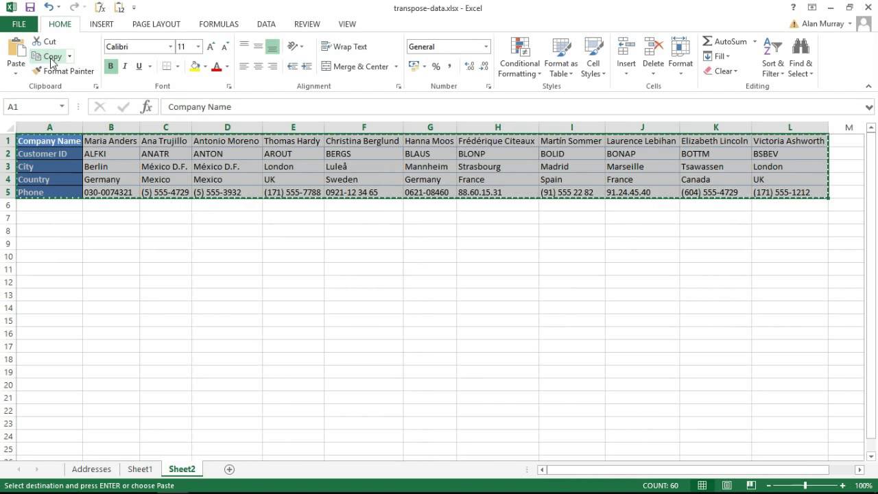 Video thumbnail for Excel Tip - Switch Rows into Columns, or Vice Versa