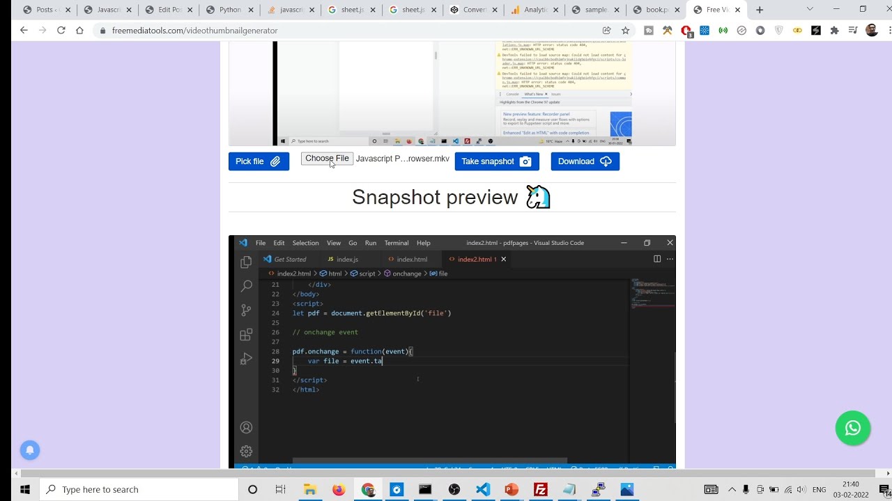 Video thumbnail for Javascript Project to Take Snapshot or Thumbnail of Video File at Certain Time in Browser Using HTML