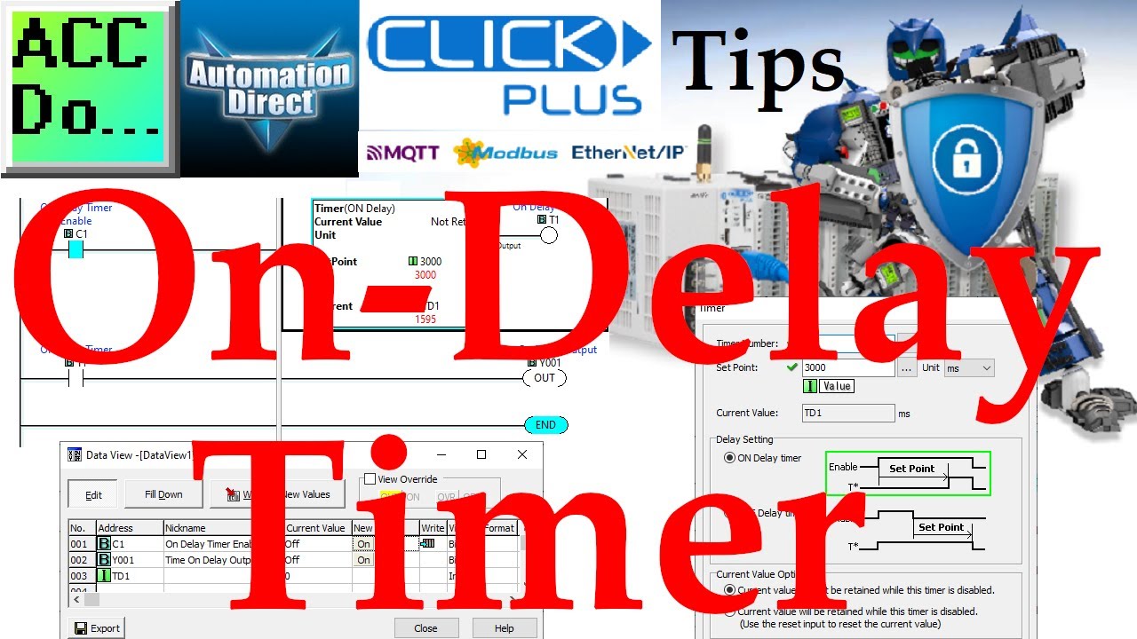 'Video thumbnail for Click PLC On-Delay Timer'