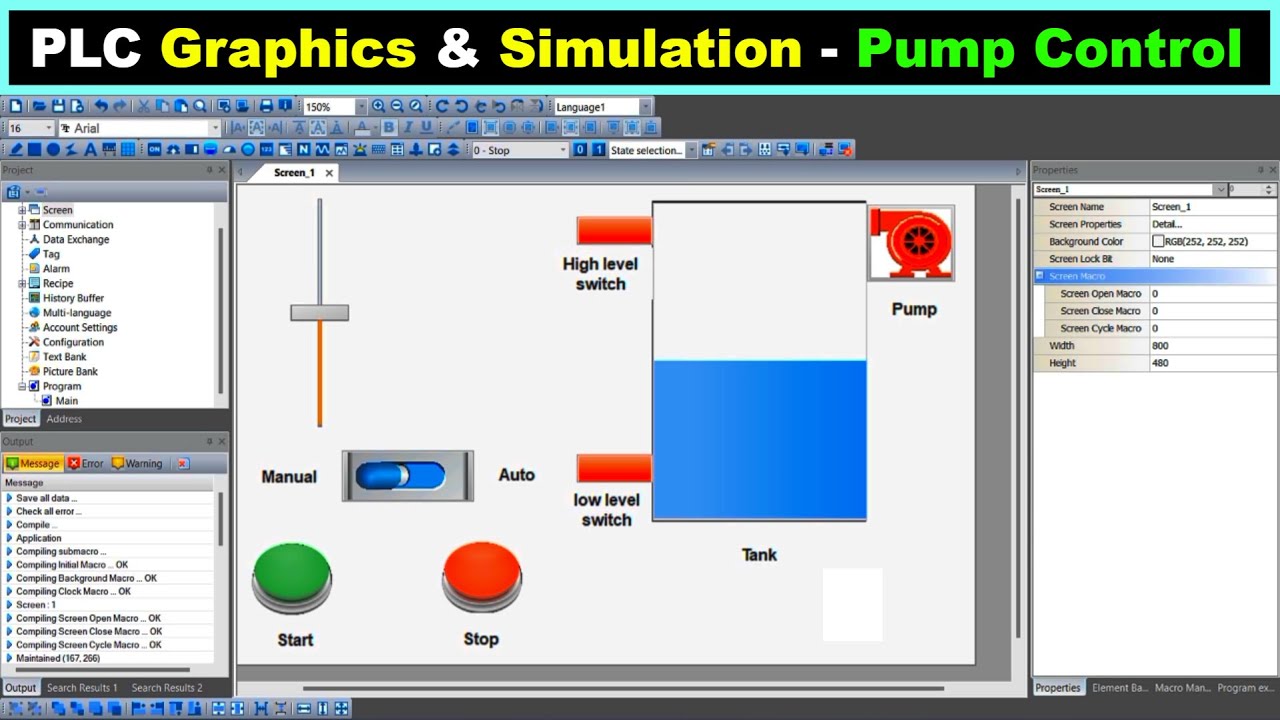 'Video thumbnail for PLC Graphics and Simulation of Program - Tank Pump Control'