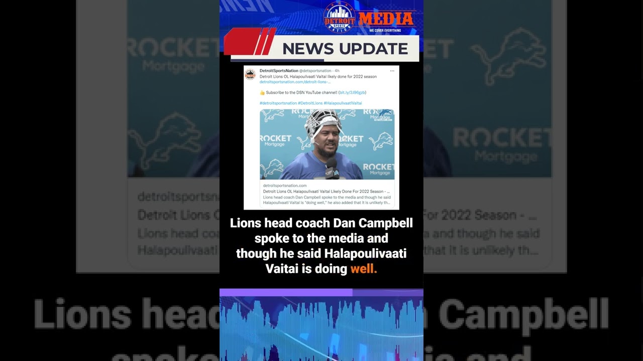 Video thumbnail for Detroit Lions OL Halapoulivaati Vaitai likely done for 2022 season