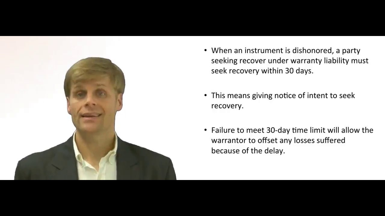 'Video thumbnail for Time Limitations on Warranty Liability for Negotiable Instrument'