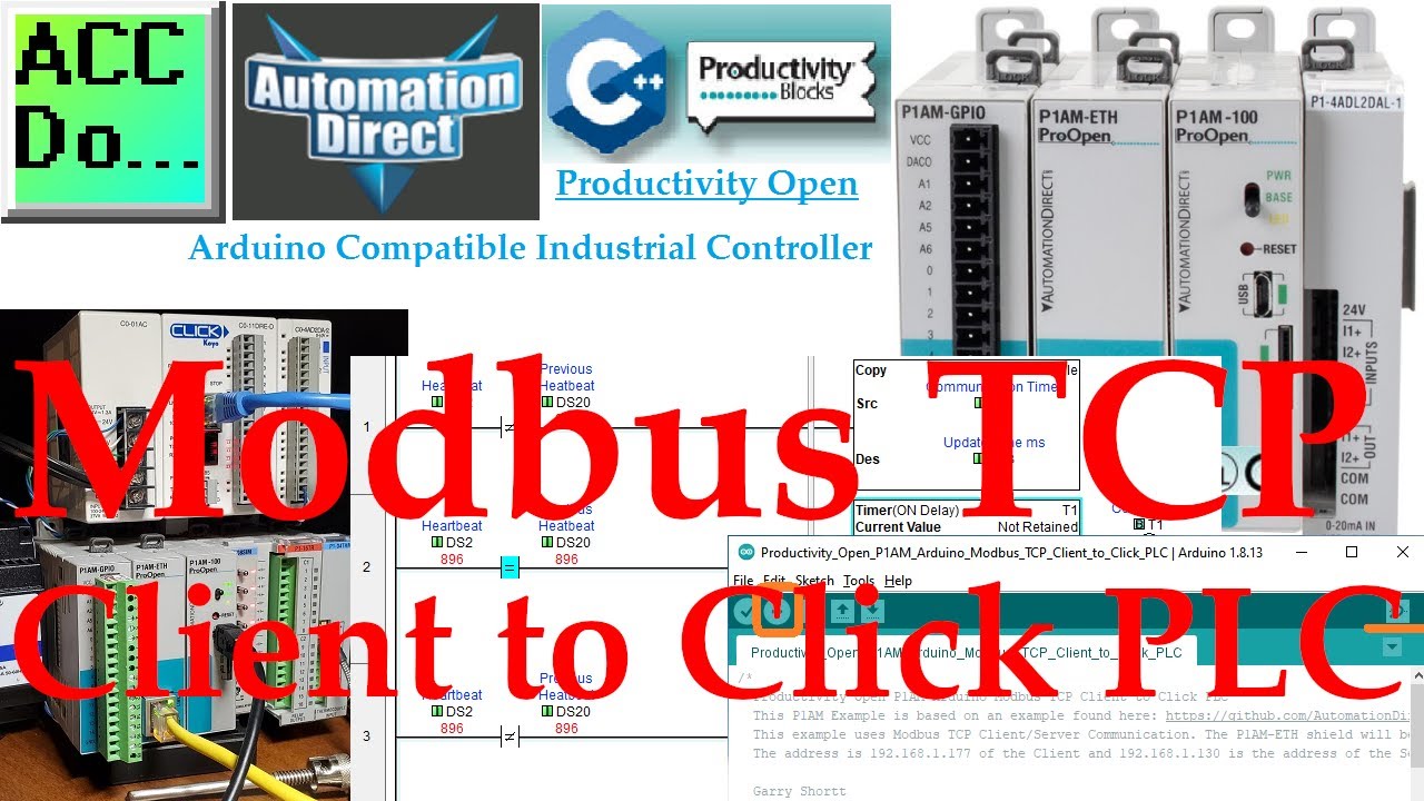 'Video thumbnail for Productivity Open P1AM Arduino Modbus TCP Client to Click PLC'