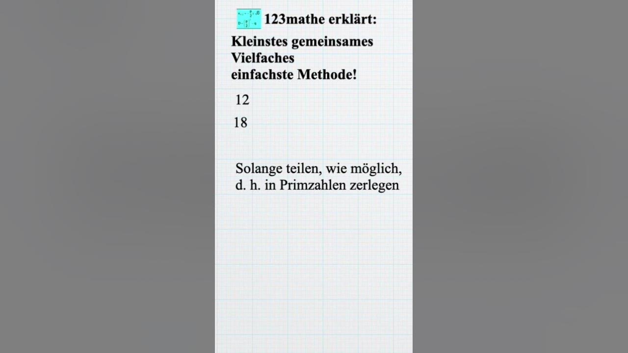 'Video thumbnail for kleinstes gemeinsames Vielfaches, einfachste Methode (kgV) #shorts'