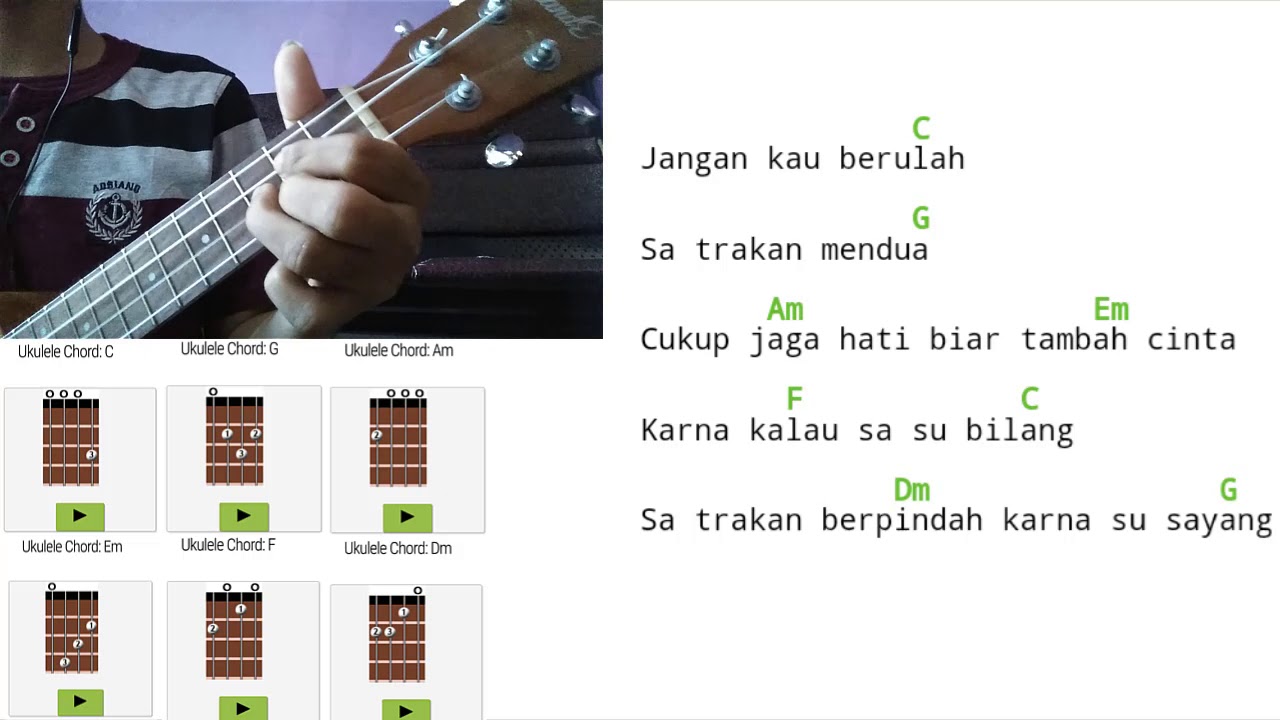 Video thumbnail for Karna Su Sayang - Near Ft Dian Sorowea Versi Karaoke Ukulele Untuk Cover
