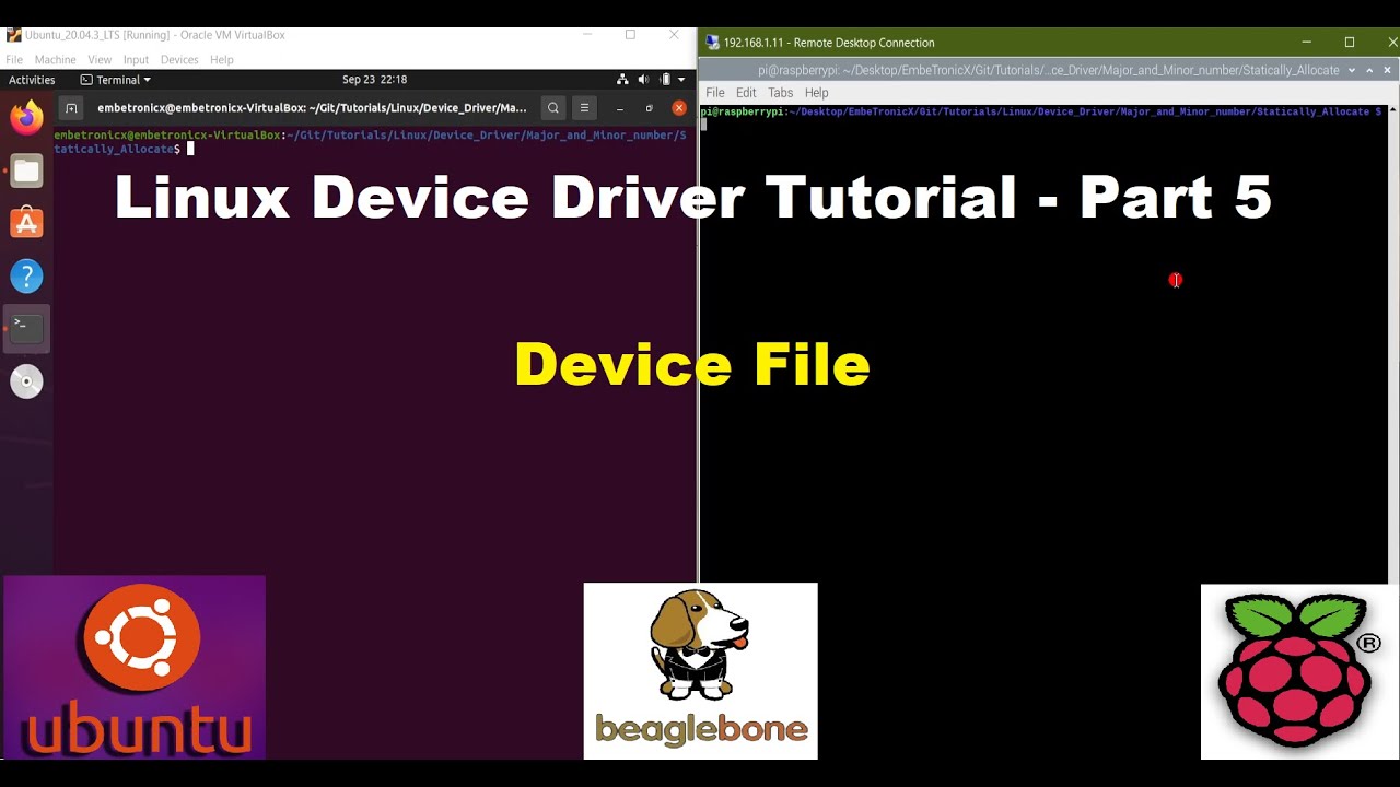 Video thumbnail for Linux Device Drivers Part 5 - Device File (Ubuntu, Raspberry Pi, and BeagleBone)