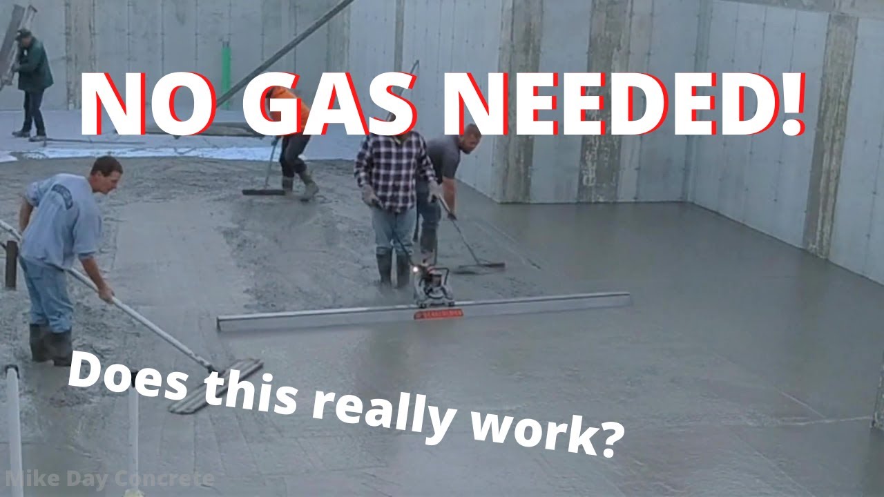 'Video thumbnail for Pouring A Concrete Floor For A Large House (Battery Powered Screed)'