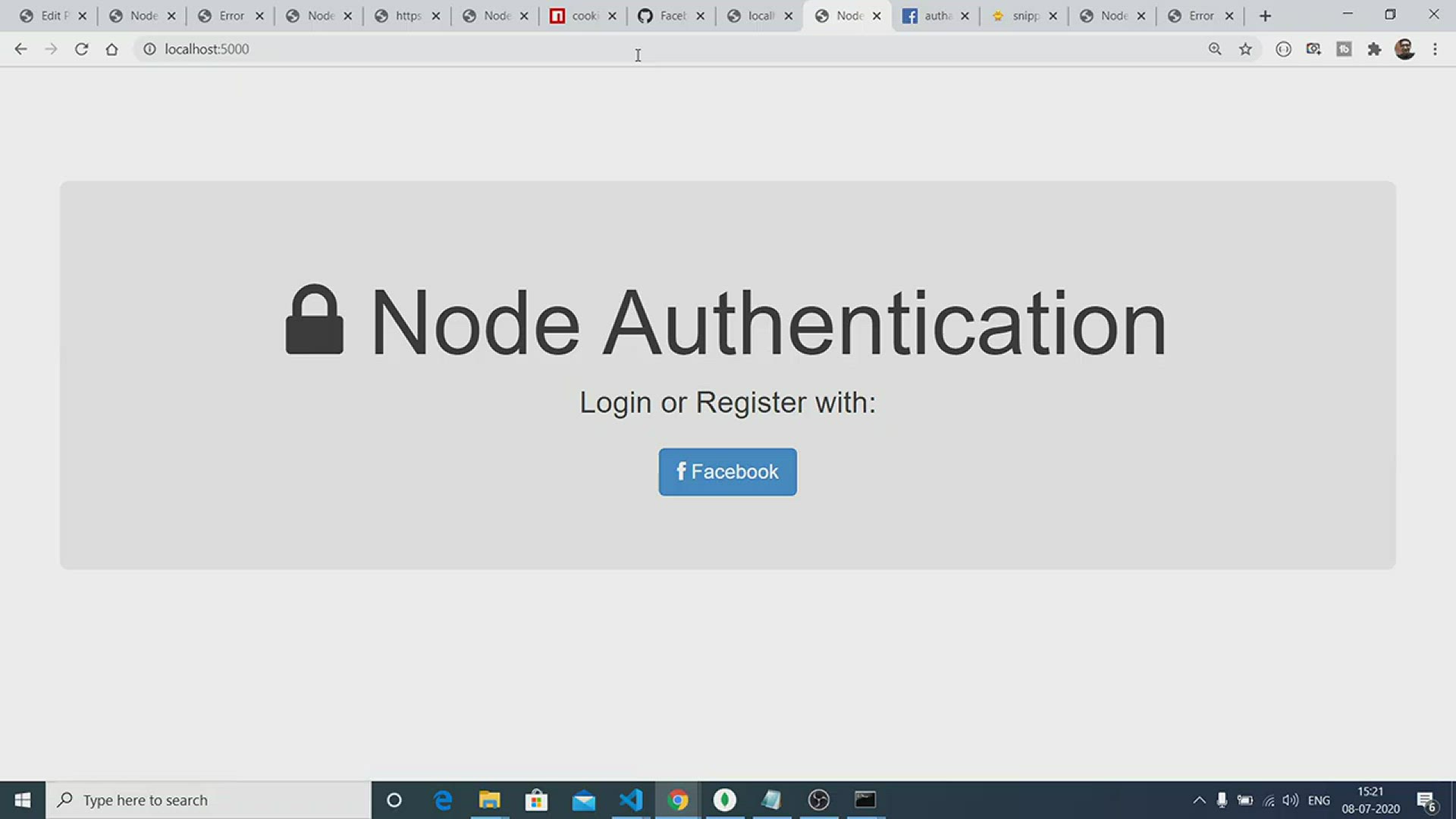 Video thumbnail for Node.js Passport Facebook Login Authentication Using Express and MongoDB Full Project