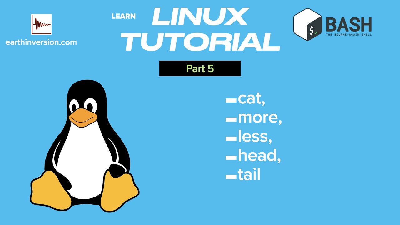 'Video thumbnail for Linux Tutorial Part 5: cat, more, less, head and tail'