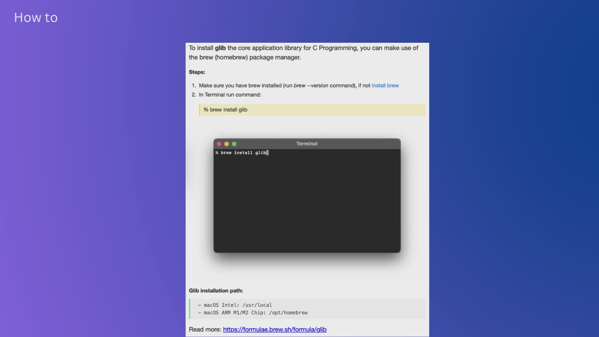 'Video thumbnail for How to Install glib on Mac'