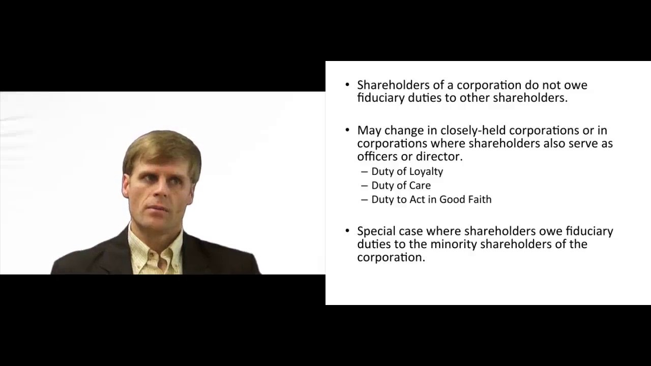'Video thumbnail for Fiduciary Duties of Corporate Shareholders - Explained'