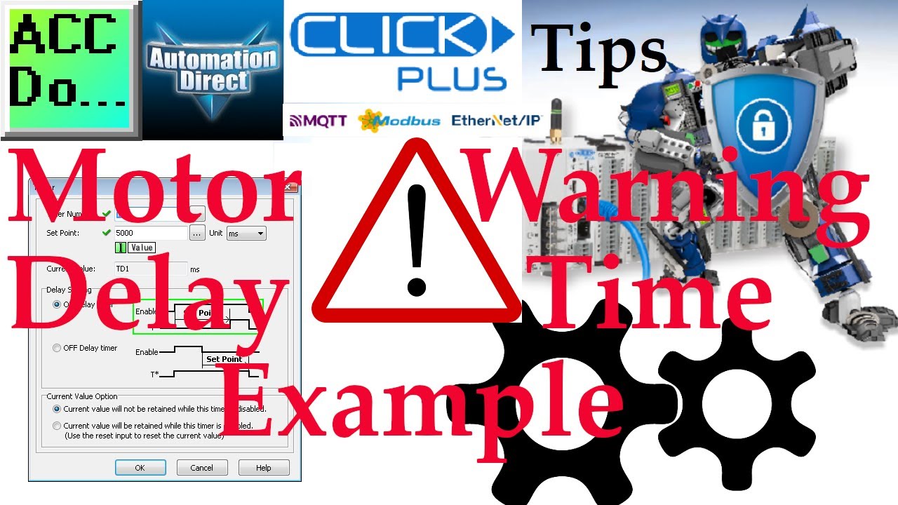 'Video thumbnail for Click PLC Motor Warning Delay Time Example'