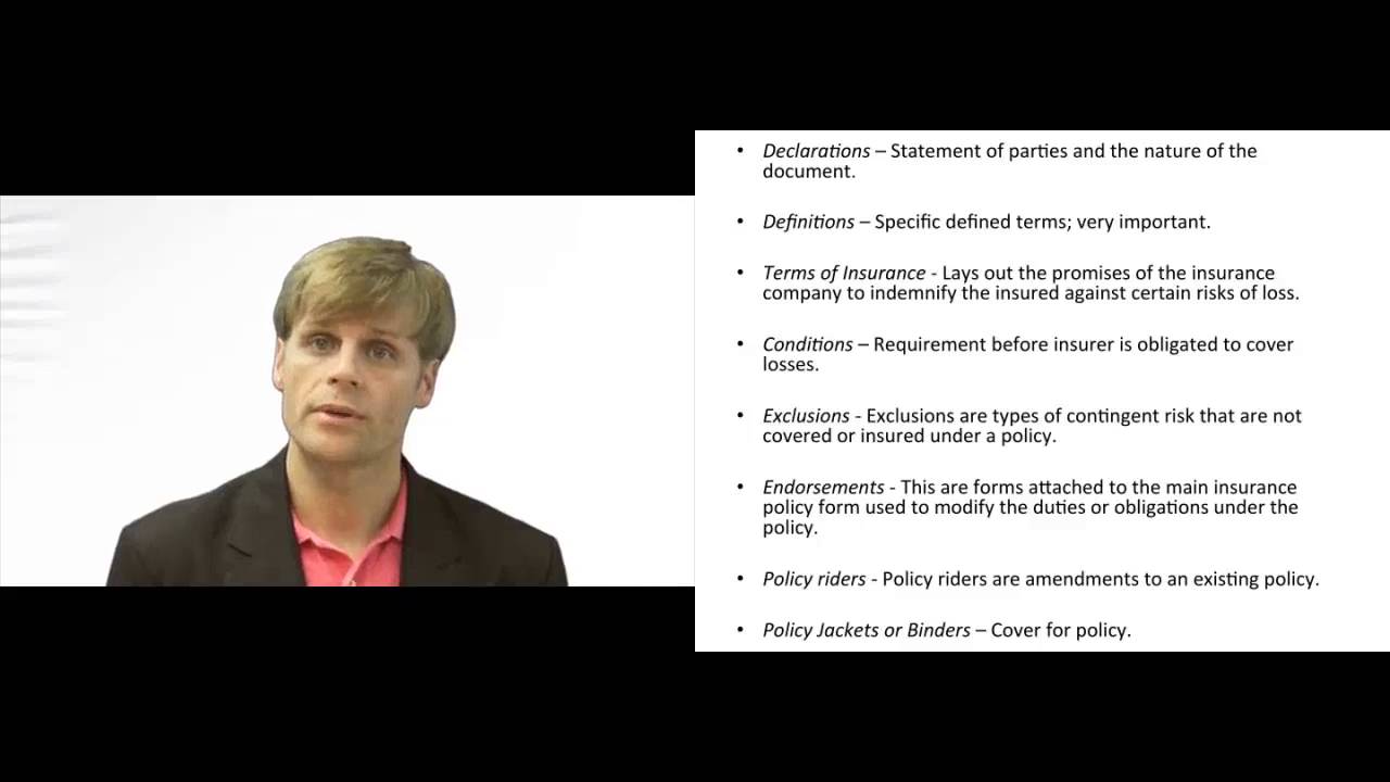 'Video thumbnail for General Structure of an Insurance Contract'