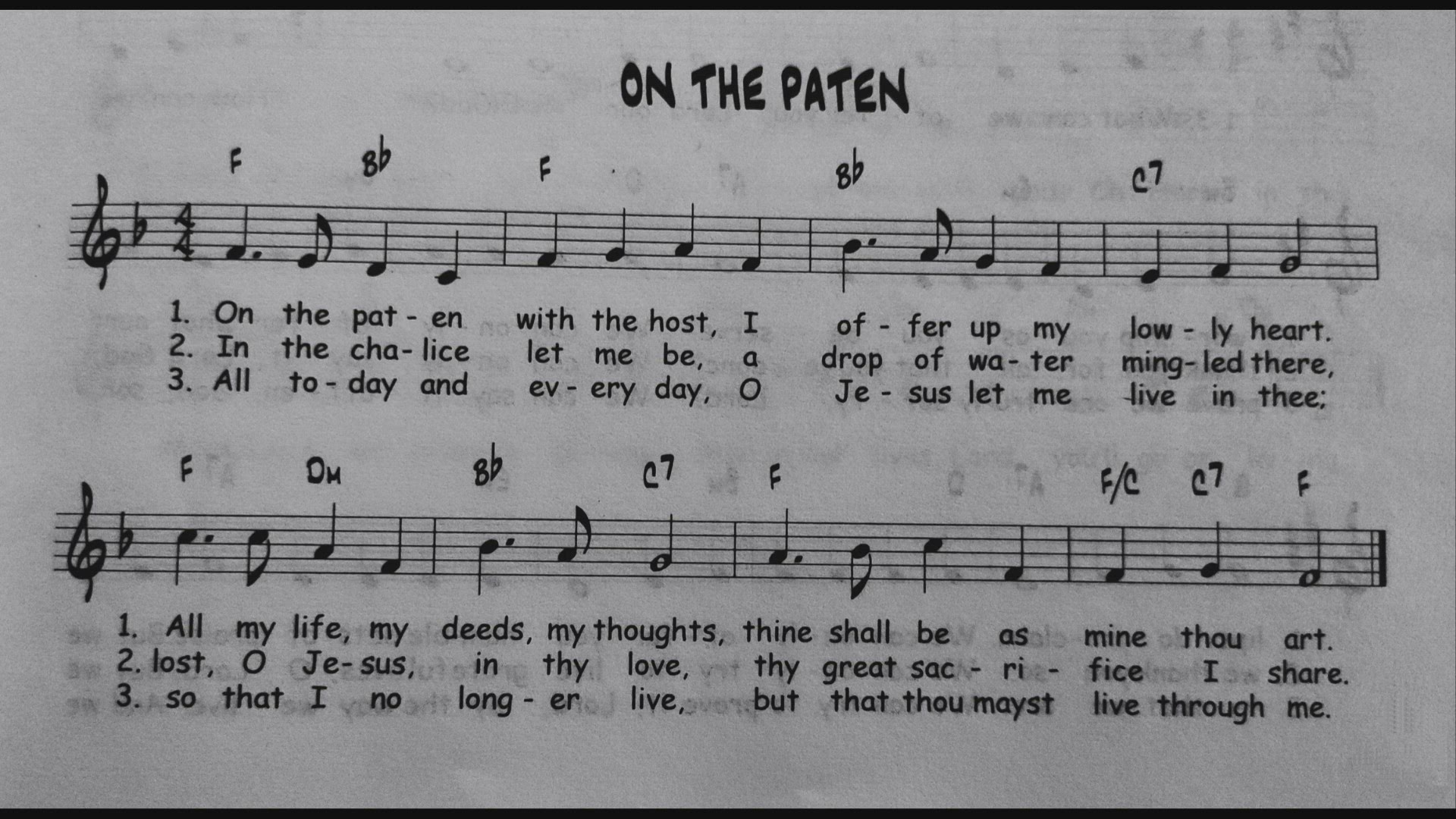 'Video thumbnail for On The Paten - Catholic Mass Song Sheet Music'