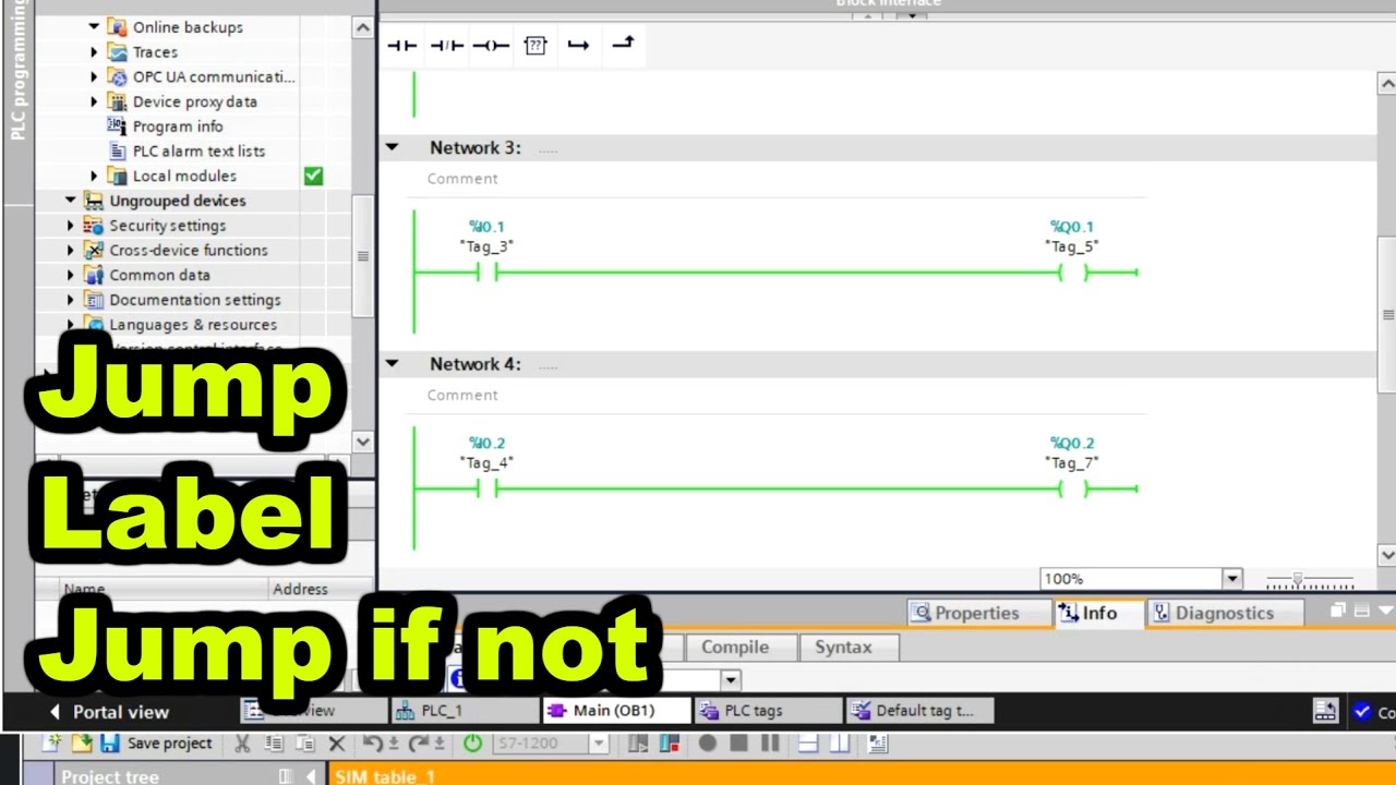 'Video thumbnail for Siemens PLC Tia Portal Instructions - Jump, Label, Jump if not'