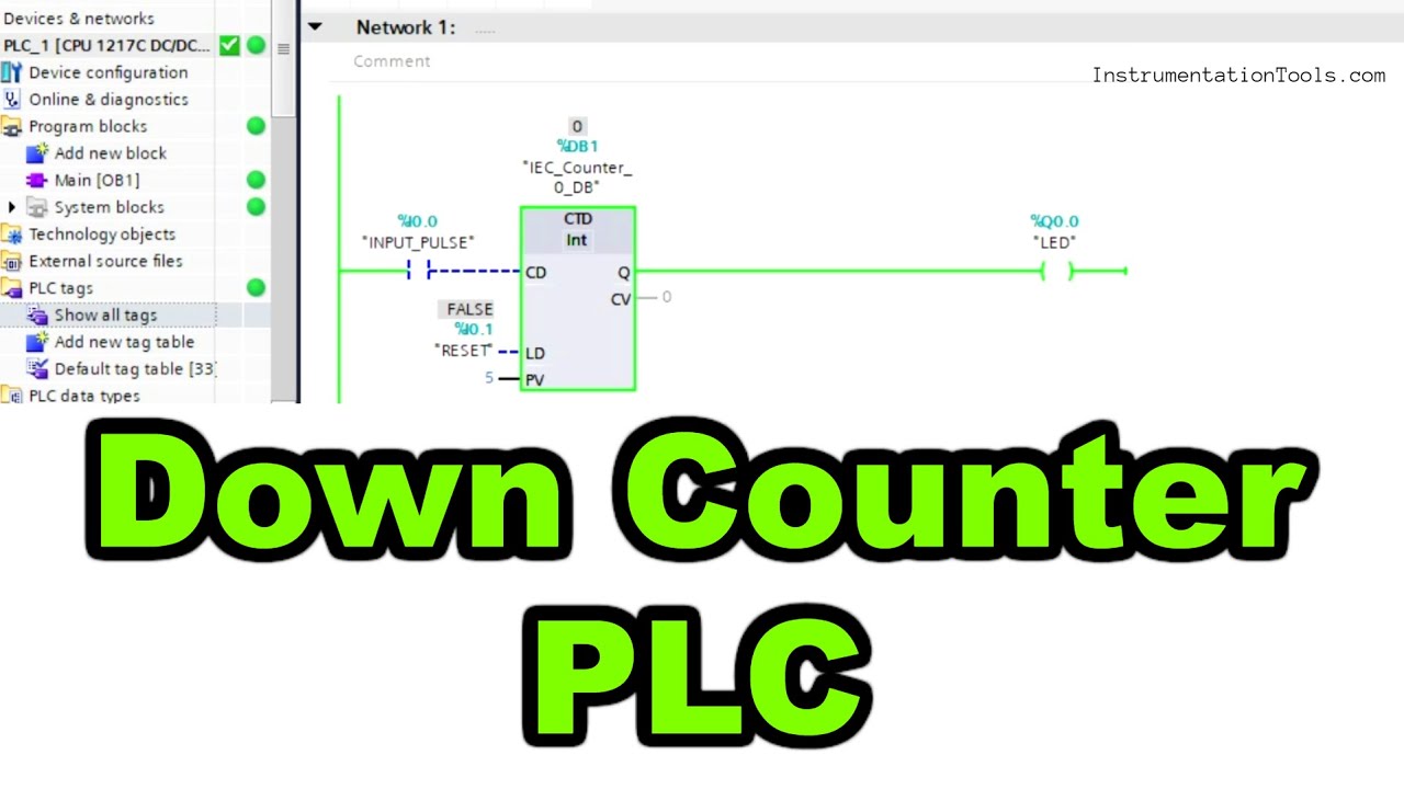 'Video thumbnail for Down Counter PLC - CTD Instruction - Siemens Tia Portal Programming'