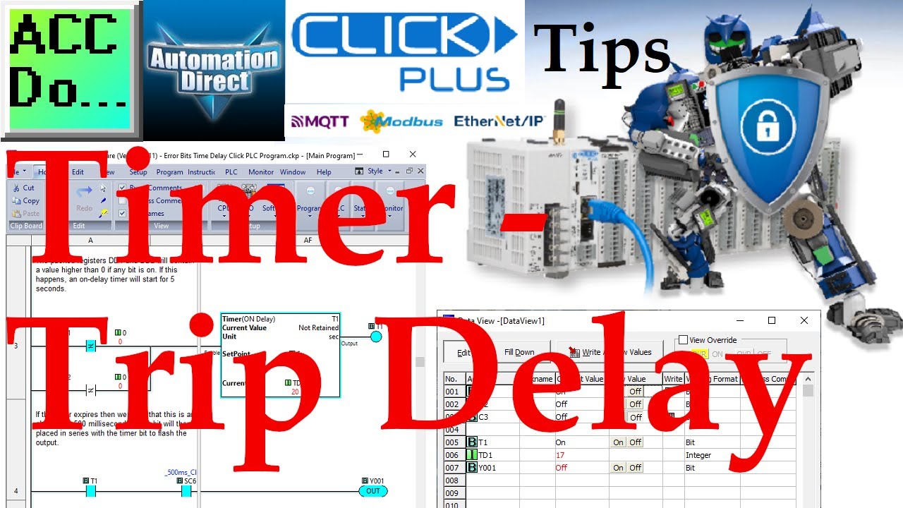 'Video thumbnail for Click PLC Timer - Trip Delay'