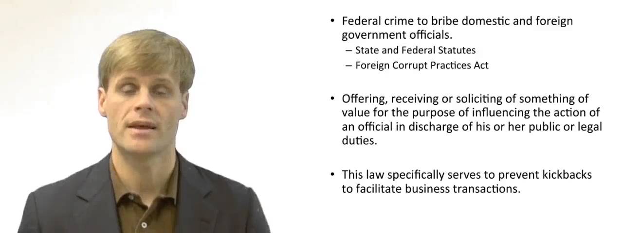 'Video thumbnail for Bribery or Illegal Kickbacks as a Crime'