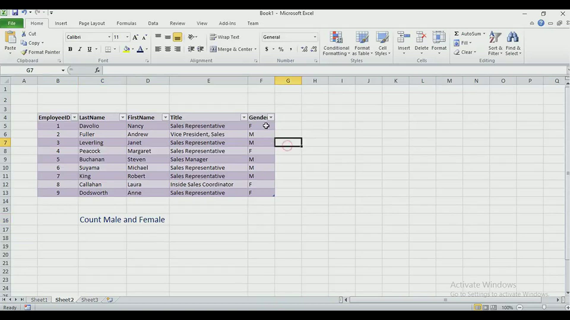 Video thumbnail for Count Male and Female using Excel