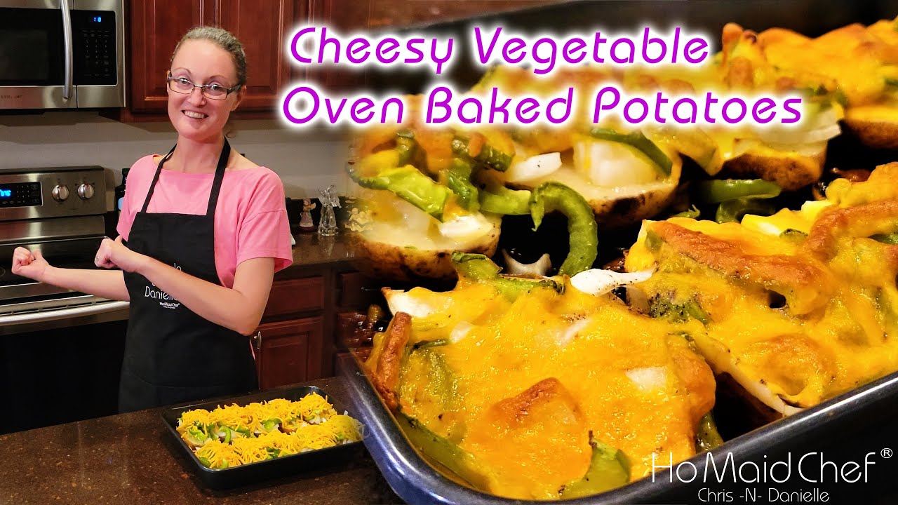Video thumbnail for Cheesy Vegetable Oven Baked Potatoes | Dining In With Danielle