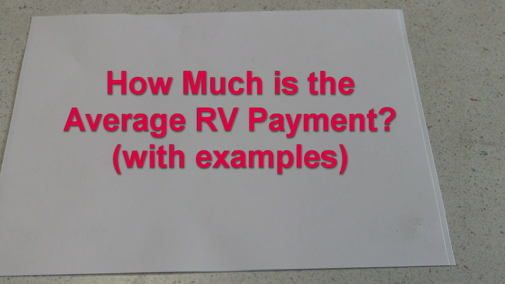Video thumbnail for What is the average RV Payment