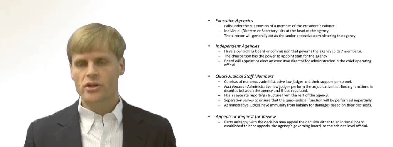 'Video thumbnail for How are Administrative Agencies organized?'