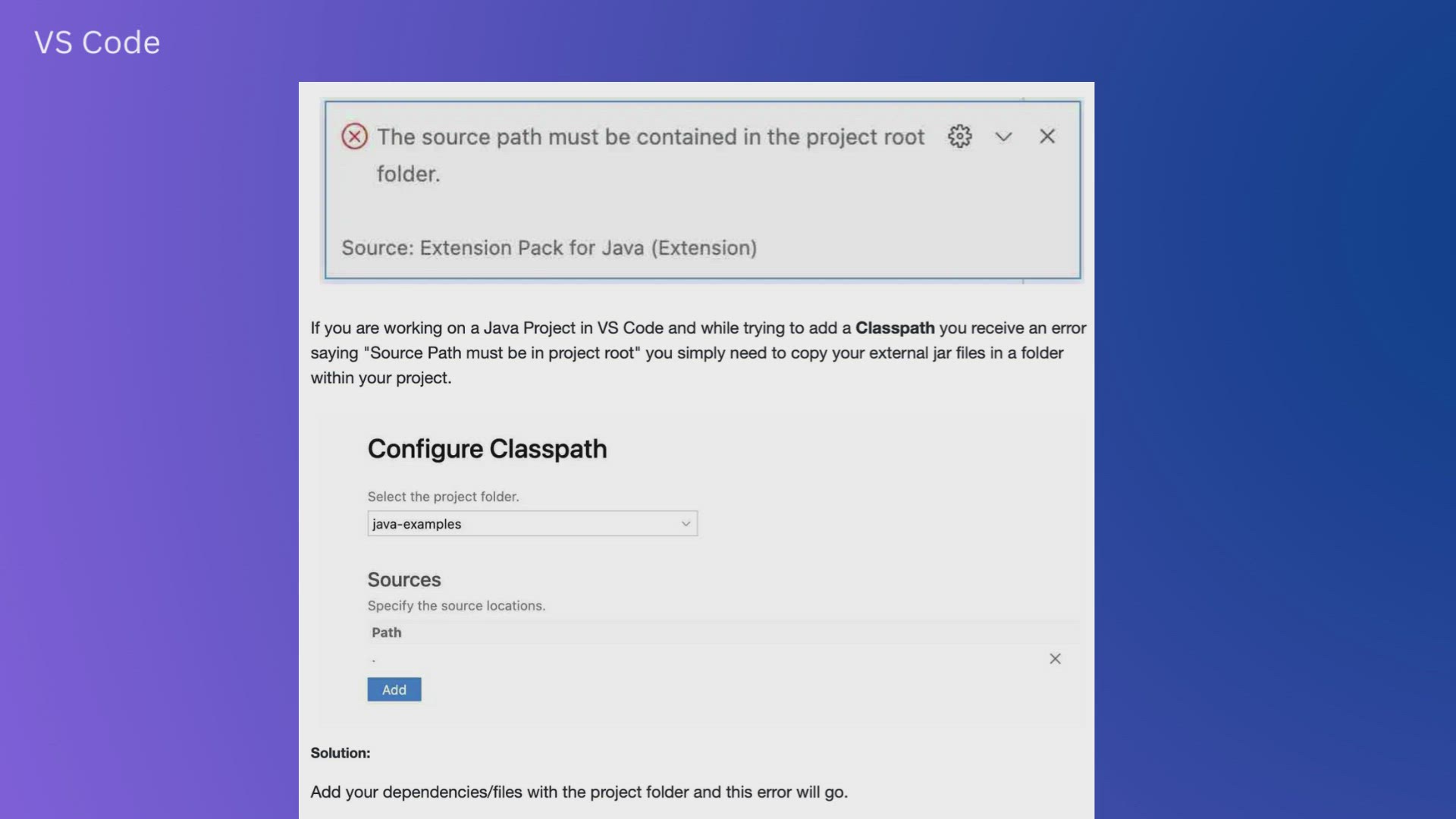 'Video thumbnail for VS Code The source path must be contained in the project root folder'
