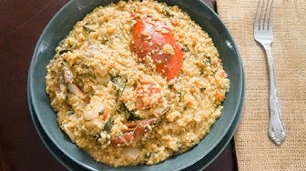 'Video thumbnail for Cornmeal with Blue Crab and Spinach, a one-pot meal'