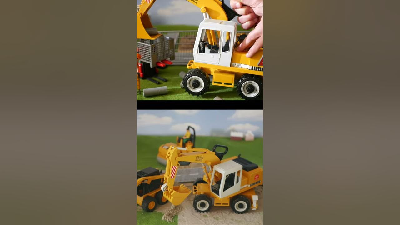 Video thumbnail for Bruder Liebherr Excavator with pipes #shorts