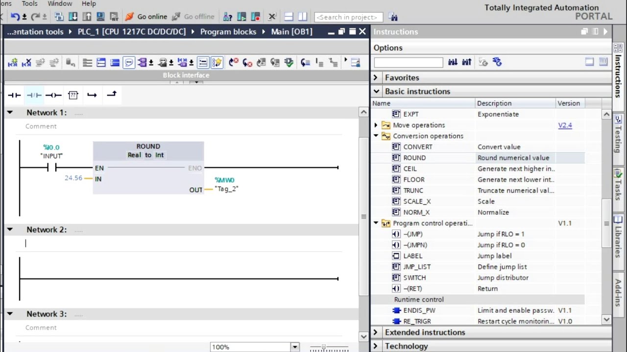 'Video thumbnail for Tia Portal Tutorial for Beginners - Convert and Round Instructions'