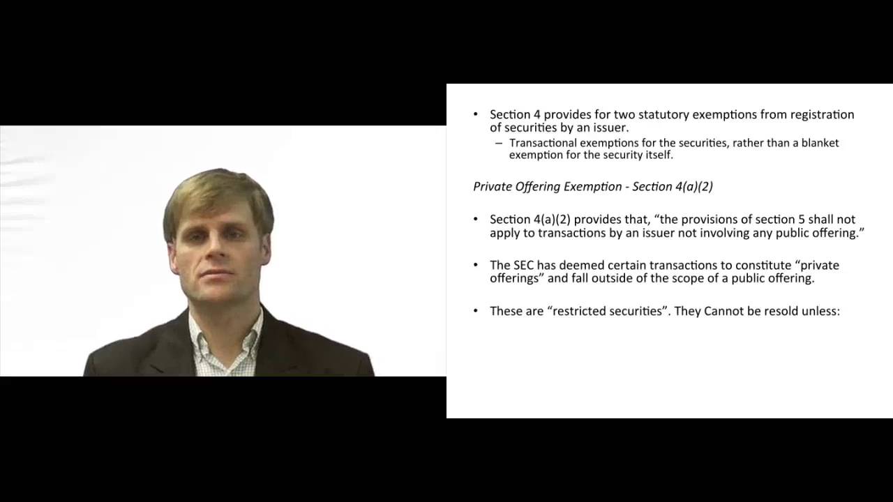 'Video thumbnail for Section 4 - Securities Exemption'