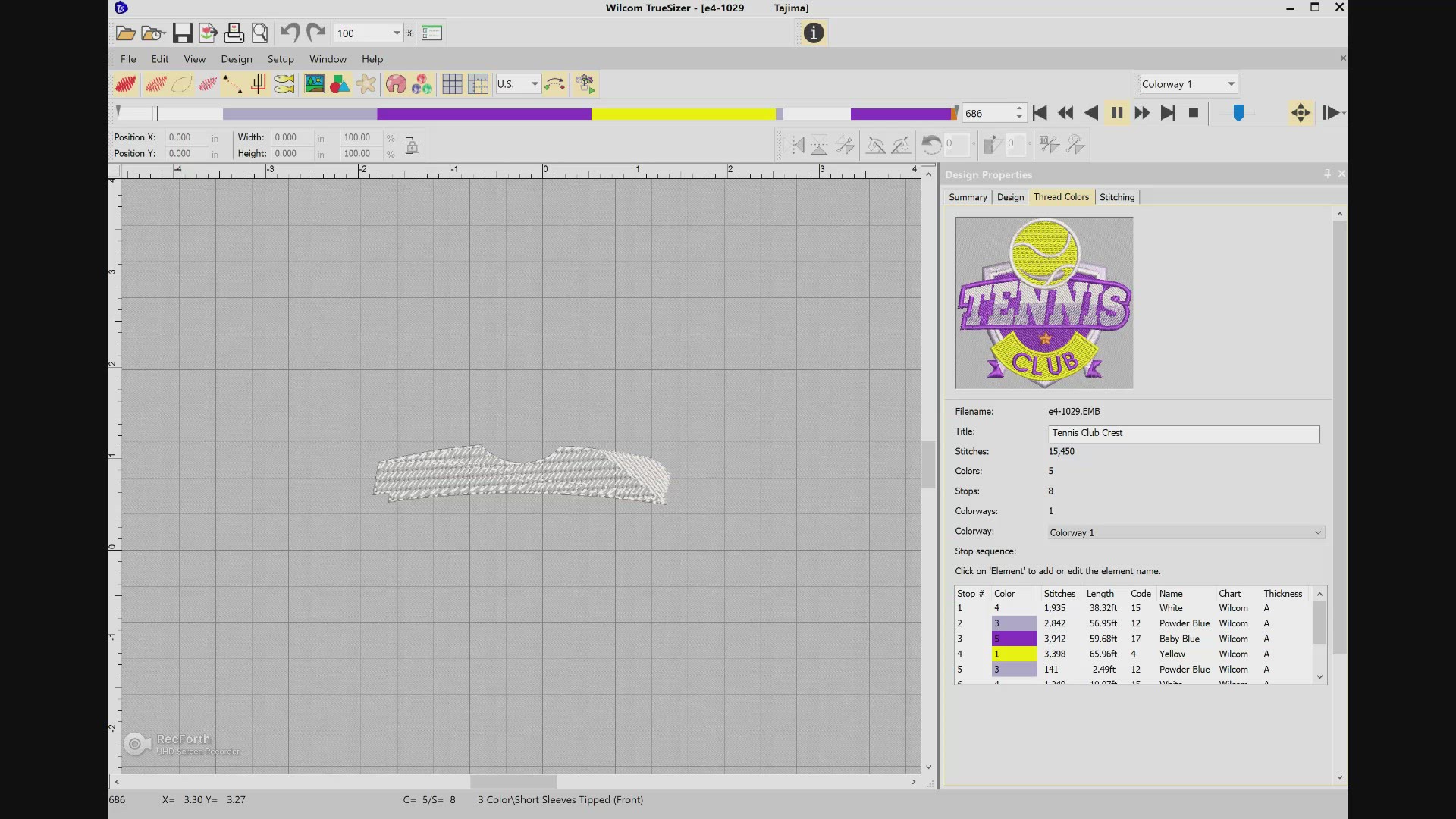 Video thumbnail for Wilcom Truesizer Stitch Player Embroidery Demo