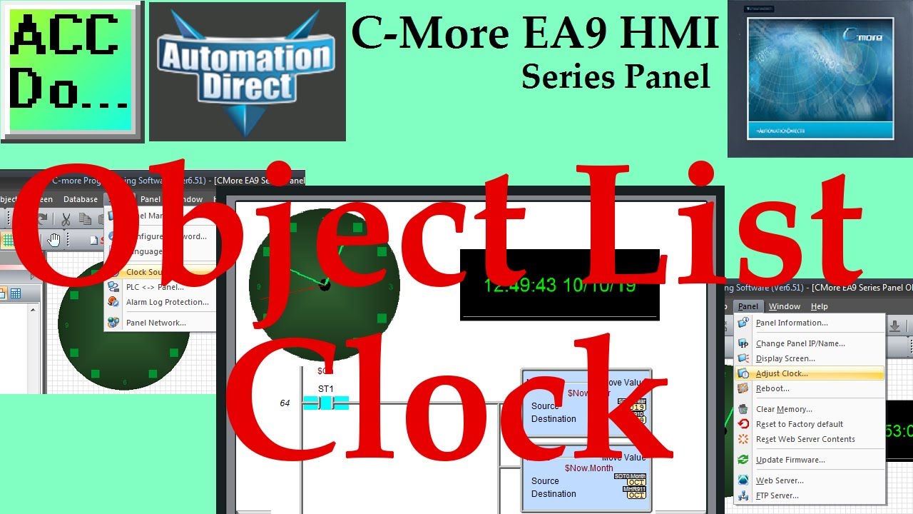 'Video thumbnail for C-More EA9 HMI Series Panel Object List Clock'