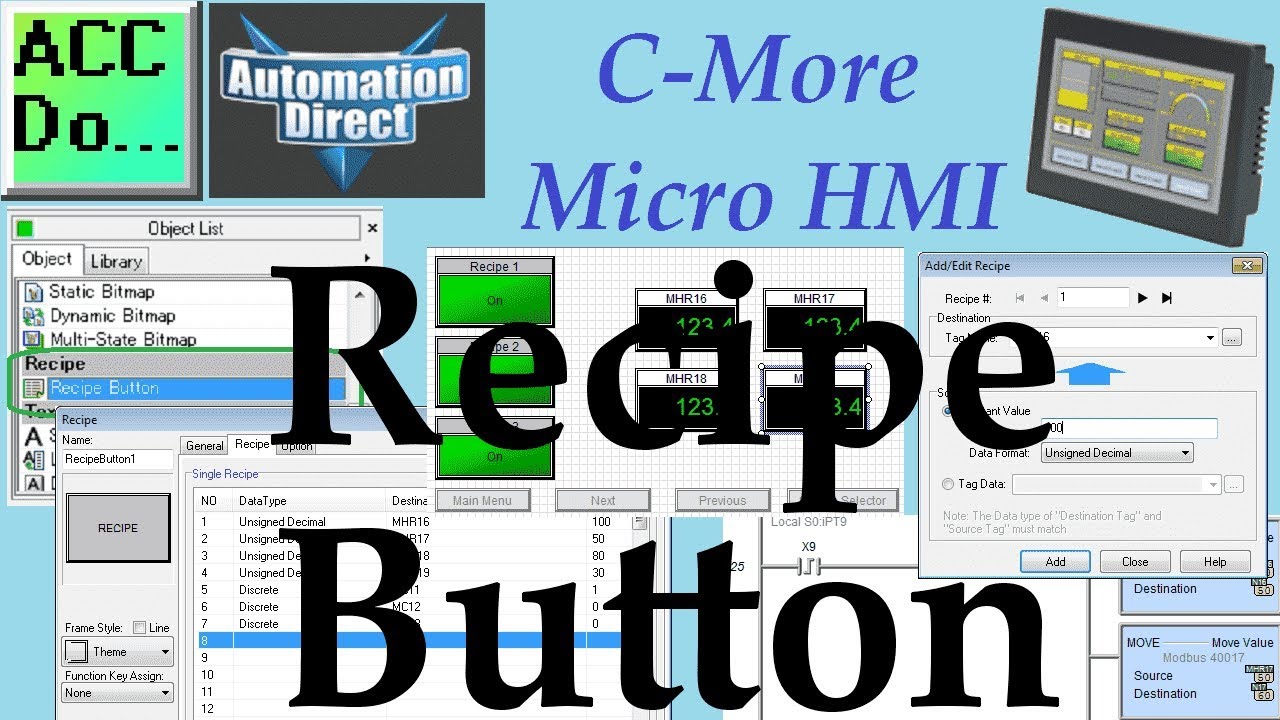 'Video thumbnail for C-More Micro HMI Object Recipe'