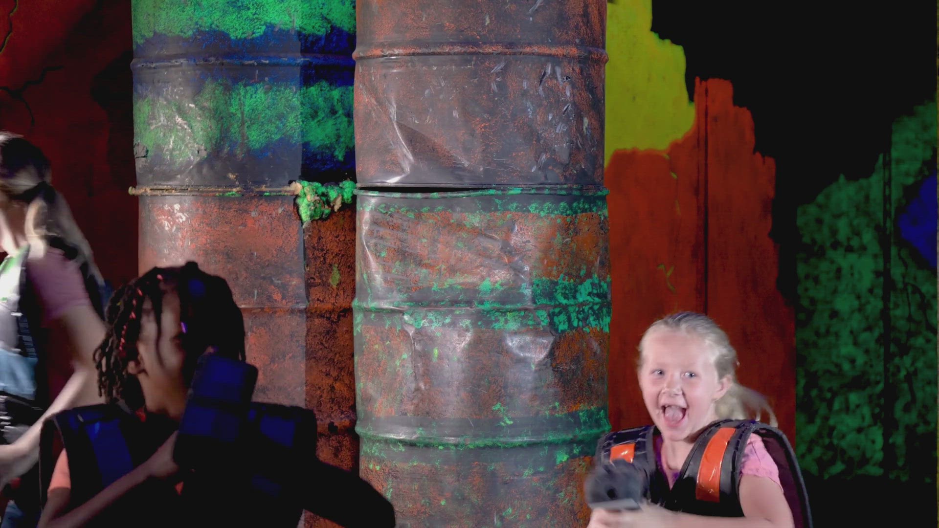 'Video thumbnail for Kids playing laser tag indoor'