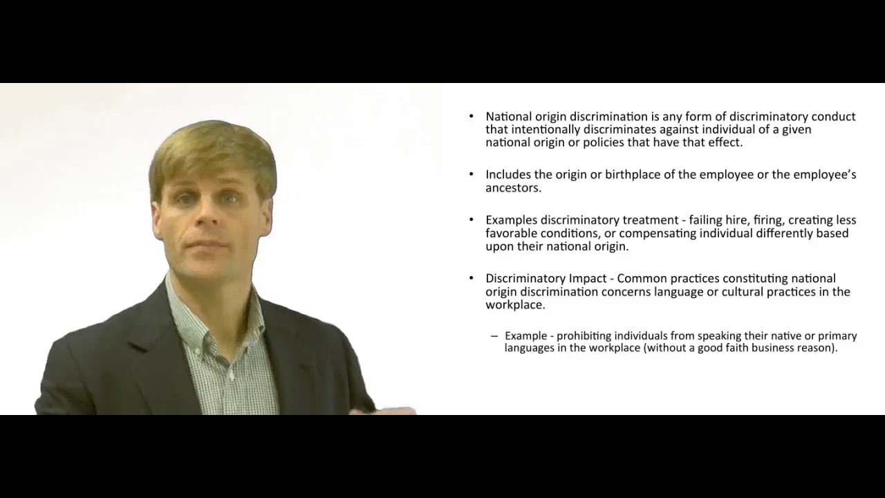 'Video thumbnail for National Origin Discrimination under Title VII'