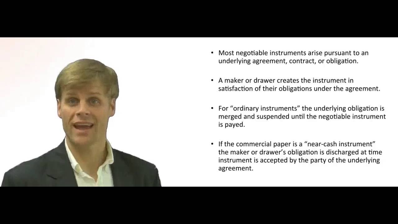 'Video thumbnail for Negotiable Instrument Effect on Underlying Contract'