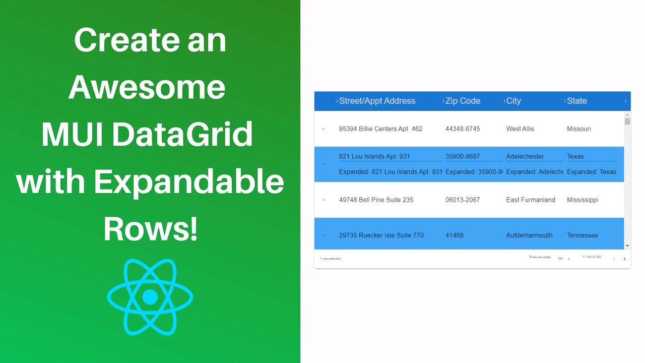 Video thumbnail for Create an Awesome MUI DataGrid with Expandable Rows