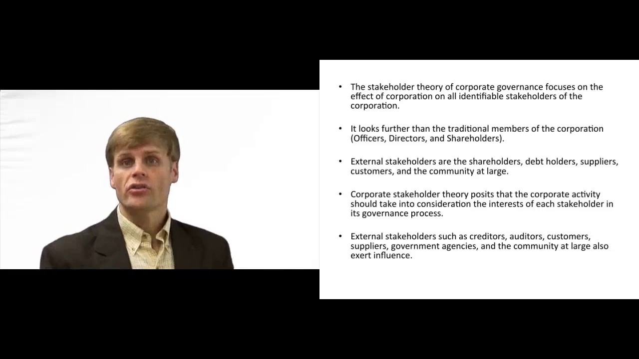 'Video thumbnail for Stakeholder Theory of Corporate Governance - Explained'