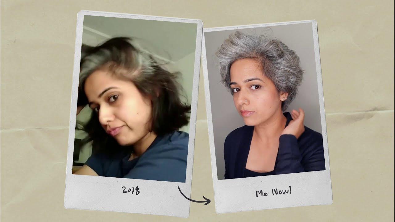 'Video thumbnail for Before and After Gray Hair Transition'