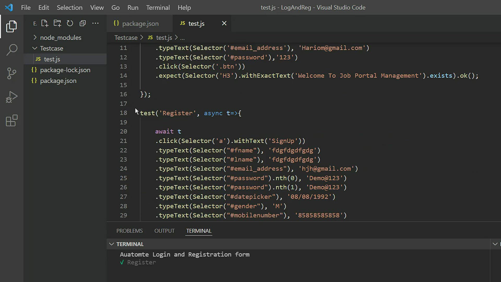 Video thumbnail for Automate LoginAndRegistration in testcafe