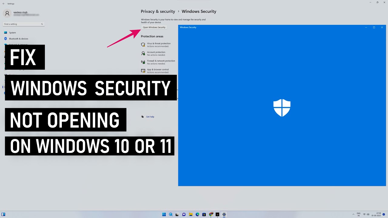Video thumbnail for Fix Windows Security Not Opening On Windows 10 & 11