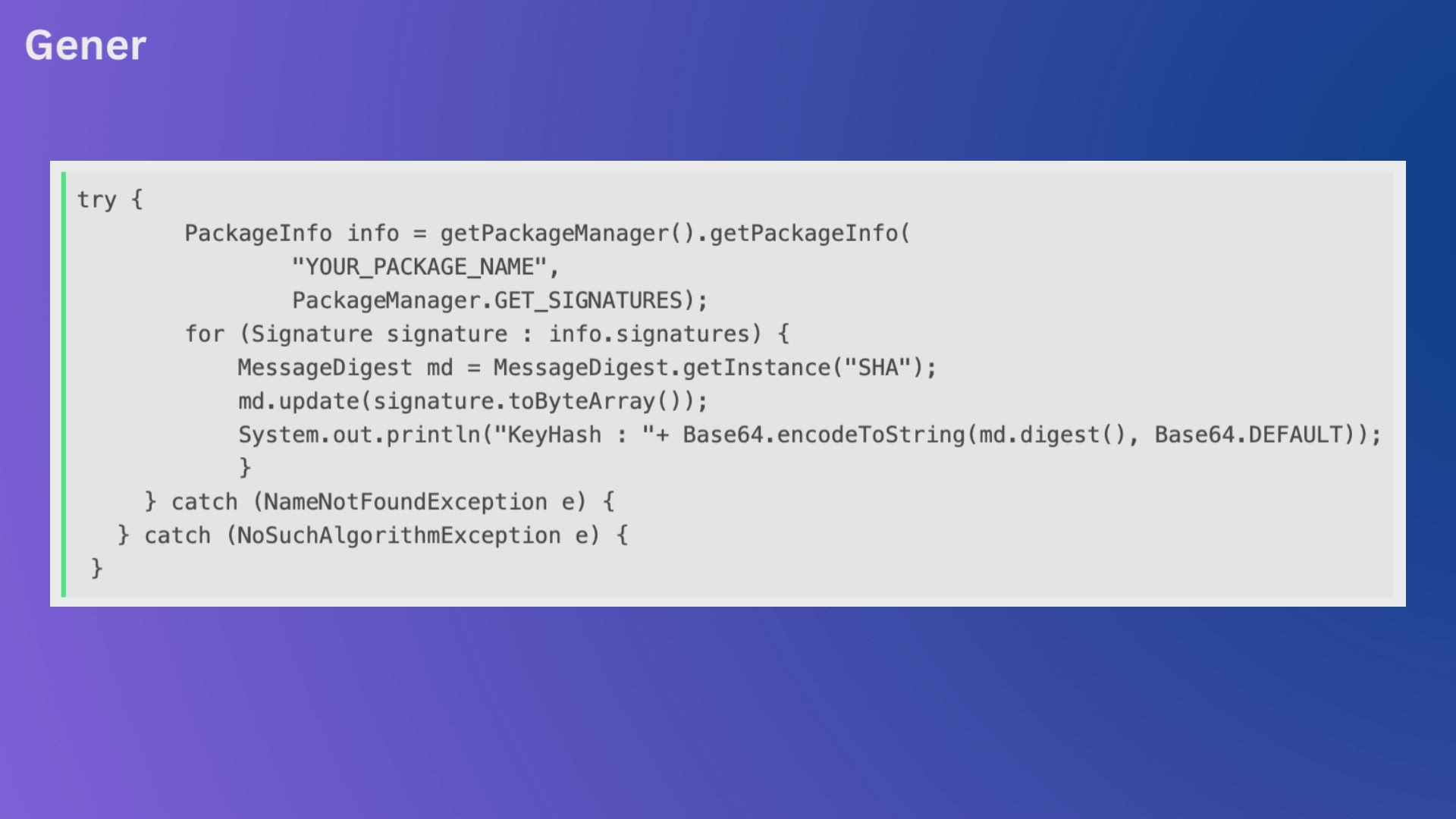'Video thumbnail for Generate Facebook Android SDK keyhash using java code'