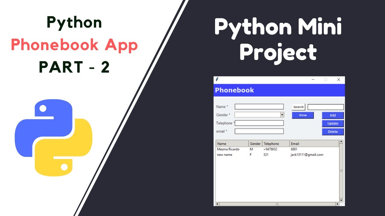 Video thumbnail for Phonebook app using Python with source code | File Structure mini project | PART 2
