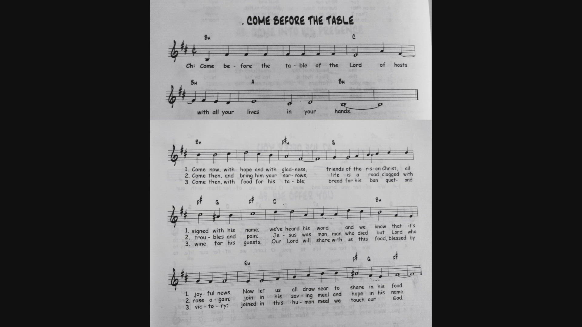 'Video thumbnail for Come Before The Table - Catholic Mass Song Sheet Music'