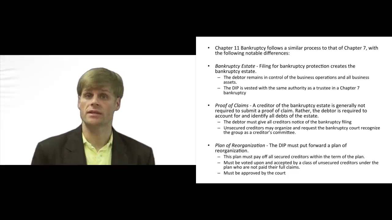 'Video thumbnail for Chapter 11 Bankruptcy Process'